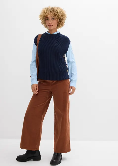 Manšestrové kalhoty s pohodlným pasem, High Waist, bonprix