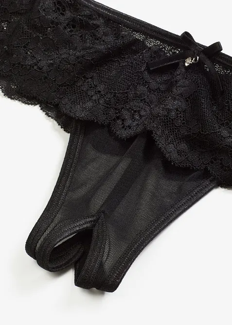 Podvazkový top + kalhotky String ouvert (2dílná souprava), bonprix