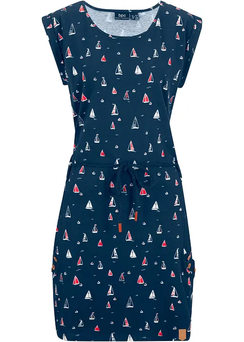 Úpletové šaty s křidélkovými rukávy a potiskem, bonprix