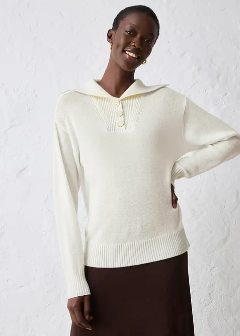 Svetr s límečkem na zip, z merino vlny, bonprix