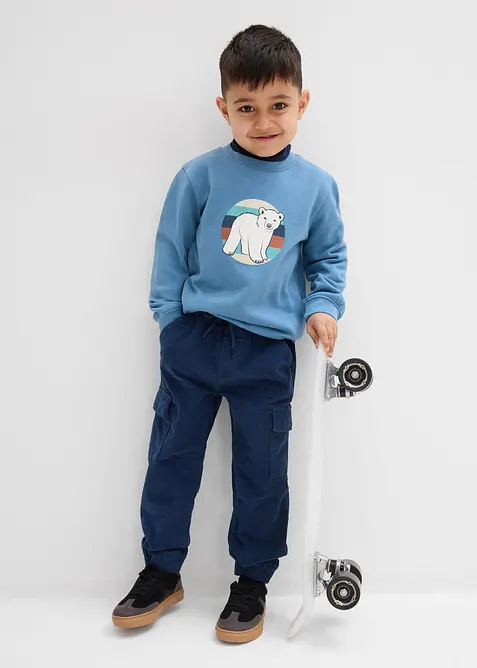 Termo cargo kalhoty Regular Fit bez zapínání, z manšestru s žerzejovou podšívkou, bonprix