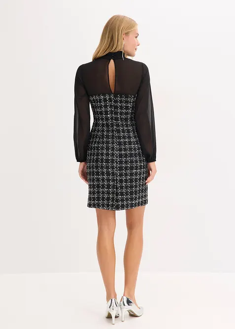 Minišaty z buklé, se šifonovými rukávy, bonprix