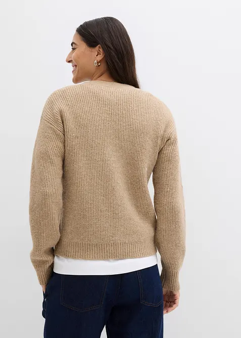 Kardigan z žebrované pleteniny, bonprix