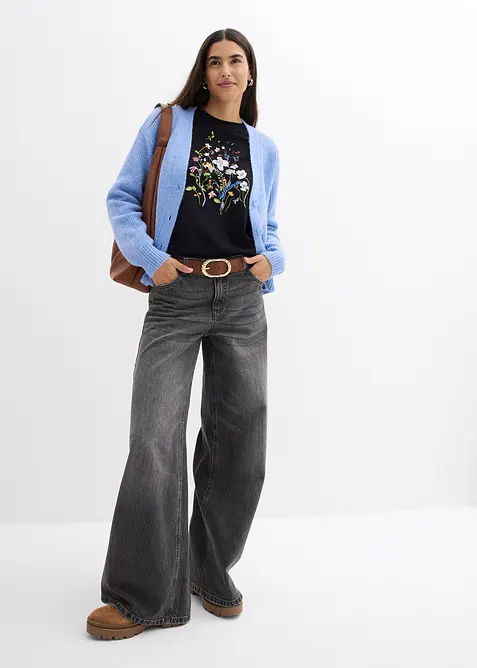 Kardigan z žebrovan&eacute; pleteniny, bonprix