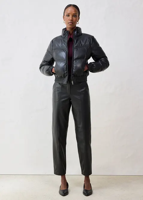 Kožená prošívaná bunda z nappa jehnětiny, bonprix