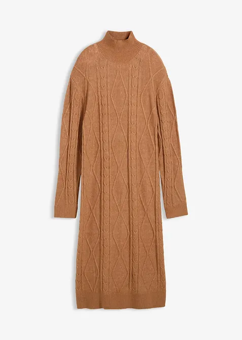 Pletené šaty s copánkovým vzorem, bonprix