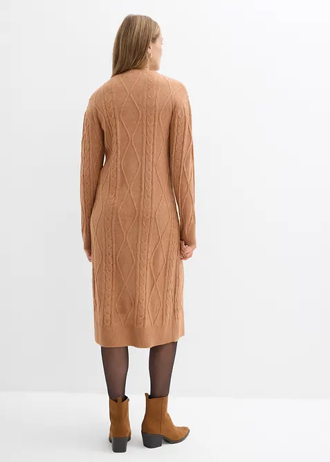 Pletené šaty s copánkovým vzorem, bonprix