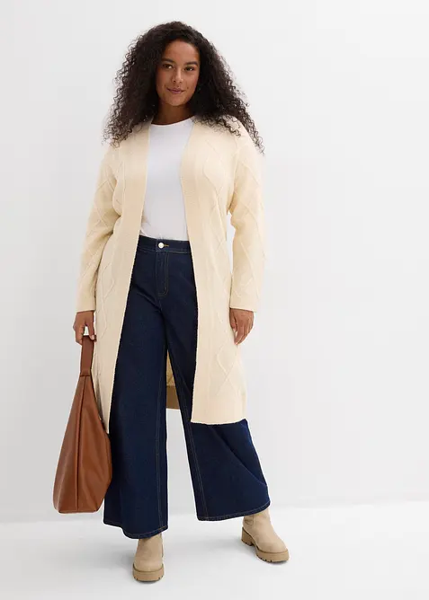 Pletený kabát s copánkovým vzorem, bonprix