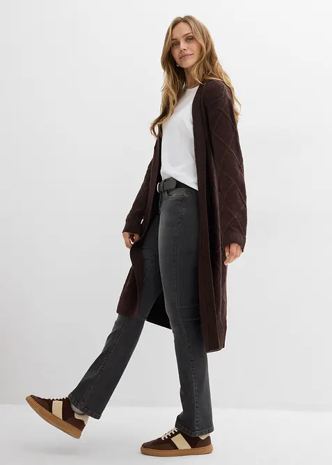 Pletený kabát s copánkovým vzorem, bonprix