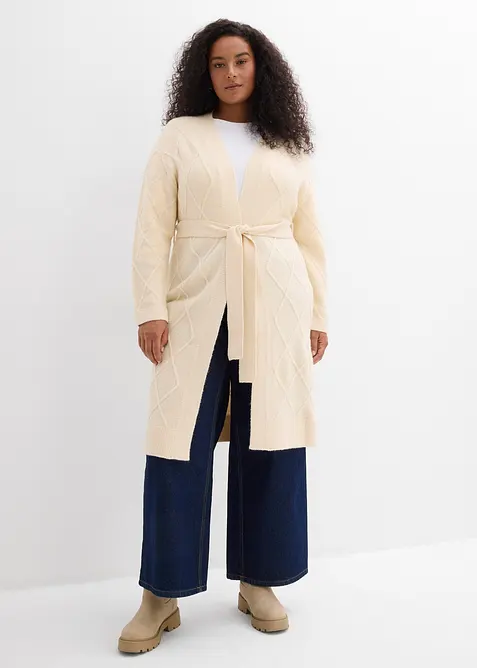 Pletený kabát s copánkovým vzorem, bonprix