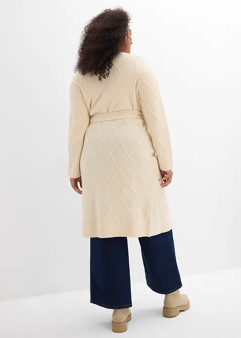 Pletený kabát s copánkovým vzorem, bonprix