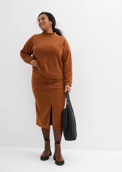 Midi sukně z flísu Polar, bonprix