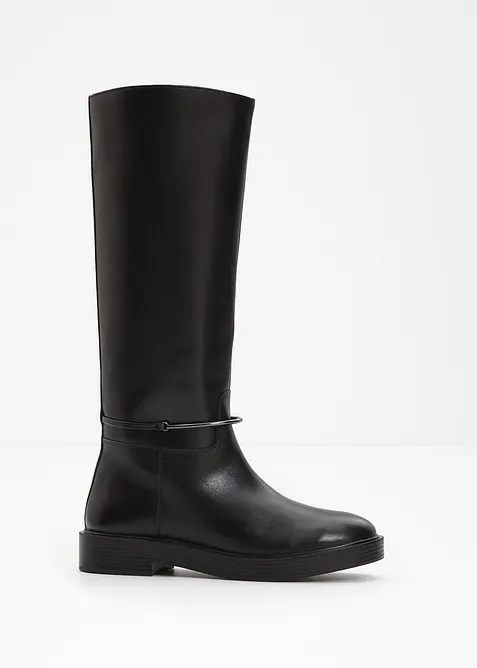 Kožené kozačky se širokou holení, bonprix