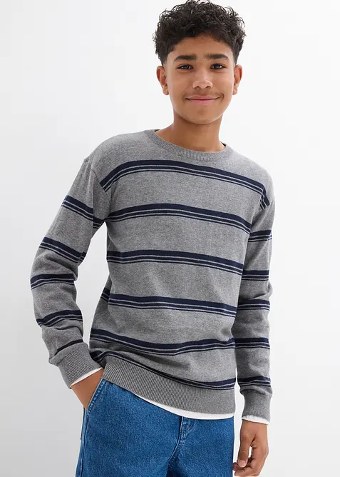 Svetr z jemné pleteniny z čisté bavlny, recyklovatelný, bonprix