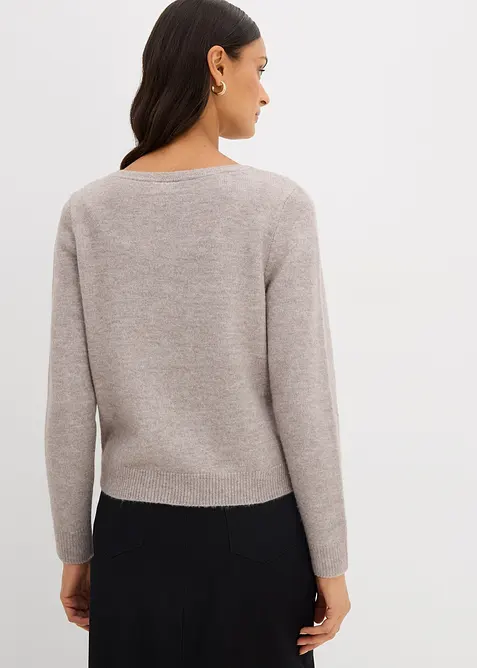 Pletený svetr s lodičkovým výstřihem, bonprix