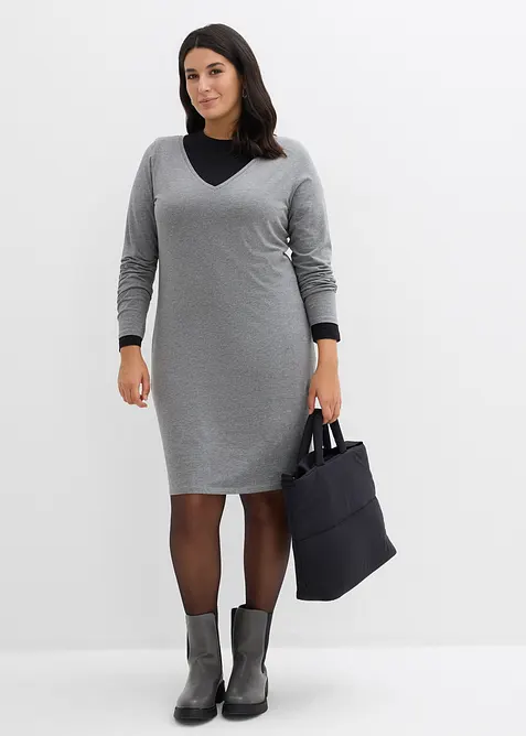 Žerzejové šaty s výstřihem do V (2 ks v balení), bonprix