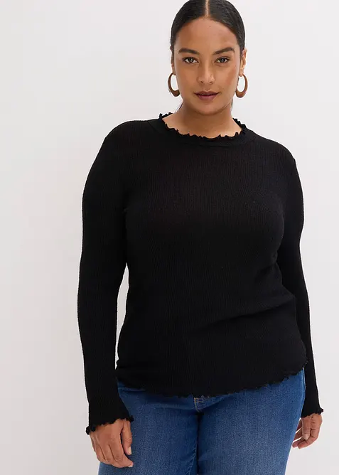 Žebrovan&eacute; tričko z visk&oacute;zov&eacute; směsi, bonprix