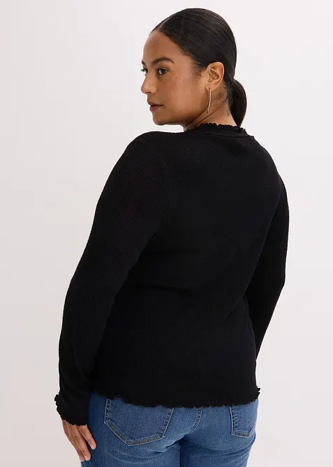 Žebrovan&eacute; tričko z visk&oacute;zov&eacute; směsi, bonprix