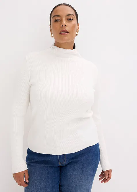 Žebrovaný svetr ze splývavé viskózové směsi, bonprix