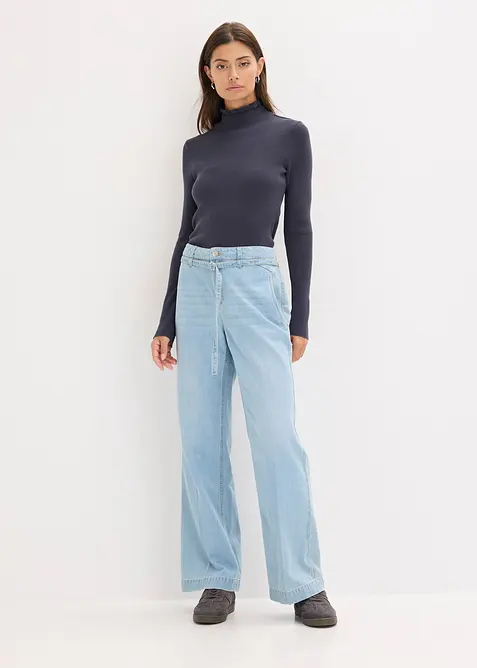 Žebrovaný svetr ze splývavé viskózové směsi, bonprix