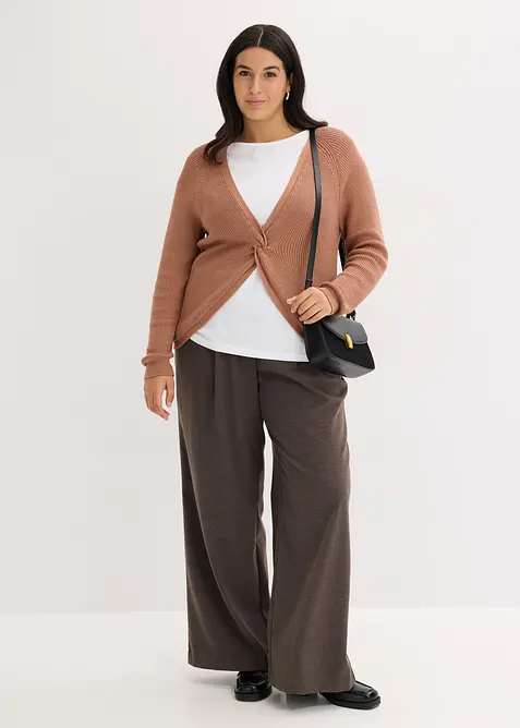 Žebrovan&yacute; svetr ze spl&yacute;vav&eacute; visk&oacute;zov&eacute; směsi, bonprix