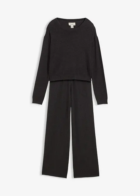 Svetr z jemné pleteniny a pletené kalhoty z měkké viskózové směsi (2dílná souprava), bonprix