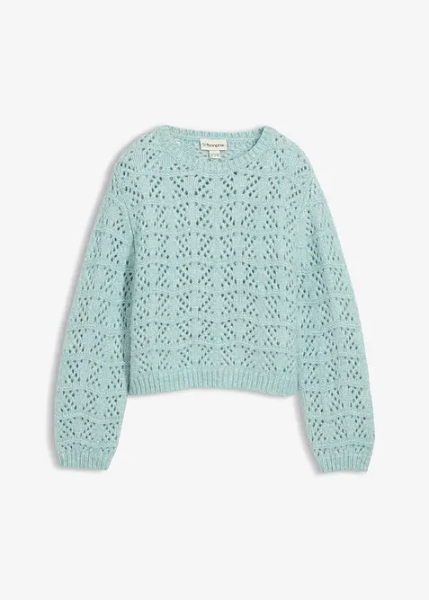 Svetr z hrubé pleteniny s dírkovanou výšivkou, bonprix