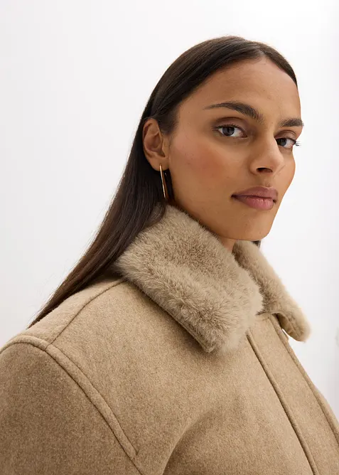 Zimn&iacute; bunda s vlněn&yacute;m vzhledem, bonprix