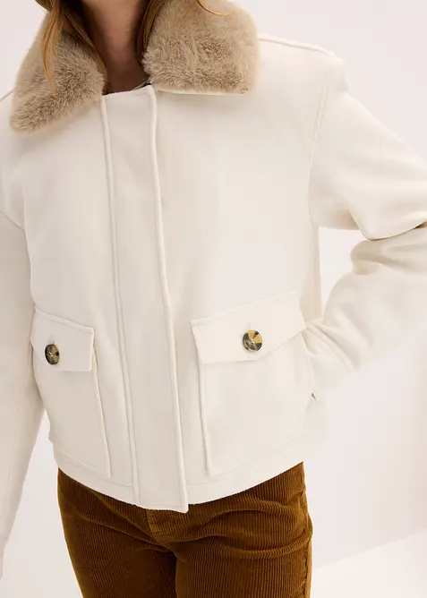 Zimn&iacute; bunda s vlněn&yacute;m vzhledem, bonprix