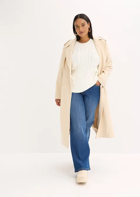 Oversize svetr s tř&aacute;sněmi, bonprix