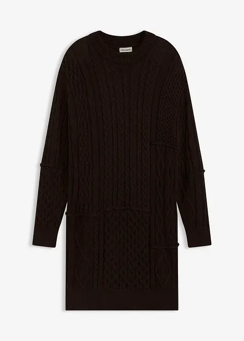 Pletené šaty s copánkovým vzorem, bonprix