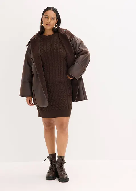 Pletené šaty s copánkovým vzorem, bonprix