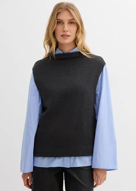 Svetr bez rukávů z čisté bavlny, bonprix