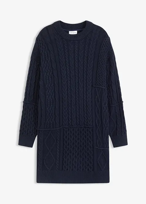 Pletené šaty s copánkovým vzorem, bonprix