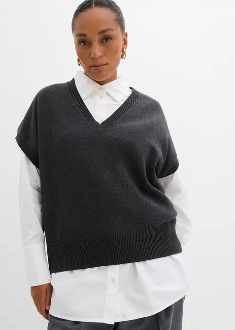 Svetr bez rukávů z čisté bavlny, bonprix