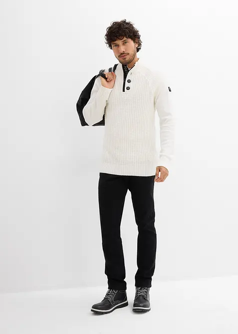 Strukturovaný svetr se stojáčkem, z recyklované bavlny, bonprix