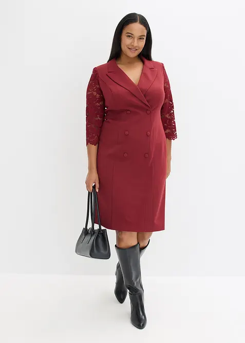 Blejzrové šaty s krajkovými rukávy, bonprix