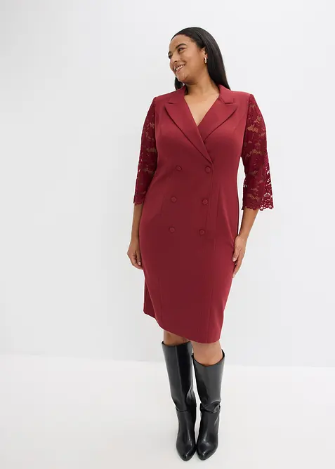 Blejzrové šaty s krajkovými rukávy, bonprix