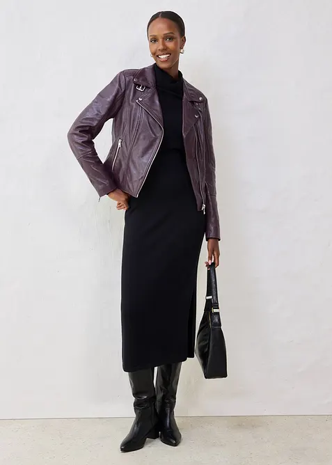 Motorkářská bunda z napa jehnětiny, bonprix