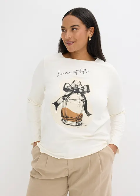 Tričko s dlouh&yacute;m ruk&aacute;vem, z bavlněn&eacute;ho streče, bonprix