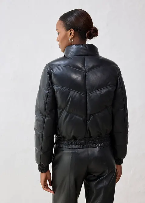 Kožená prošívaná bunda z nappa jehnětiny, bonprix