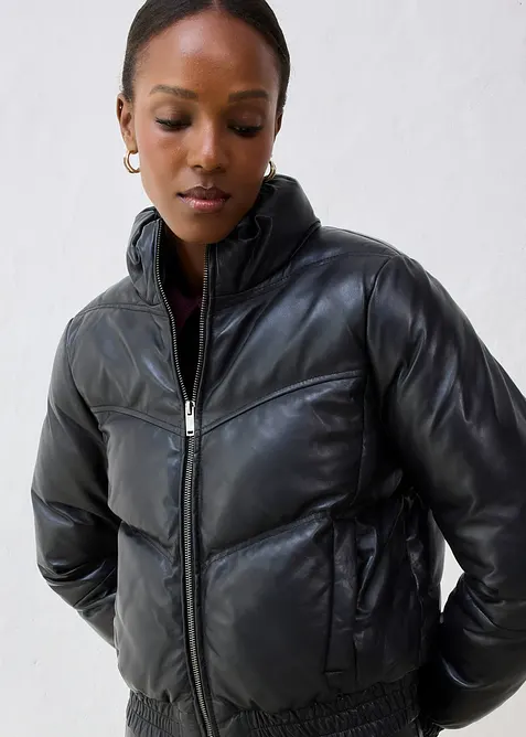 Kožená prošívaná bunda z nappa jehnětiny, bonprix