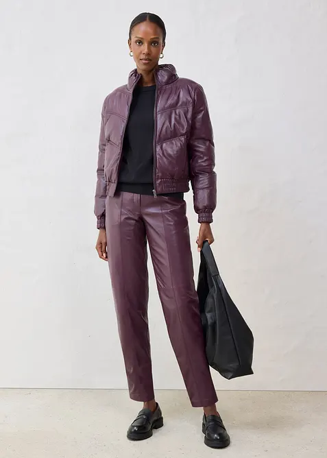 Kožen&aacute; pro&scaron;&iacute;van&aacute; bunda z nappa jehnětiny, bonprix