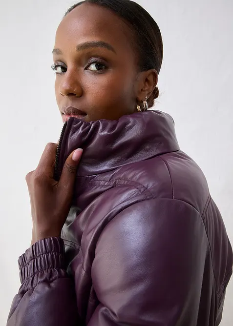 Kožen&aacute; pro&scaron;&iacute;van&aacute; bunda z nappa jehnětiny, bonprix