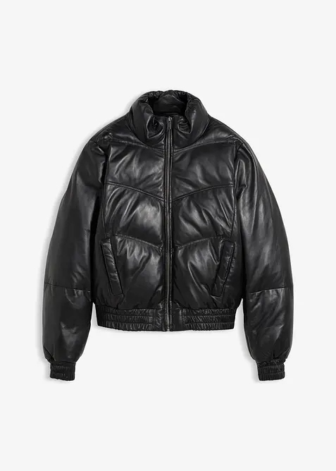 Kožená prošívaná bunda z nappa jehnětiny, bonprix