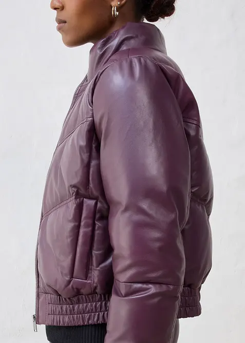 Kožen&aacute; pro&scaron;&iacute;van&aacute; bunda z nappa jehnětiny, bonprix