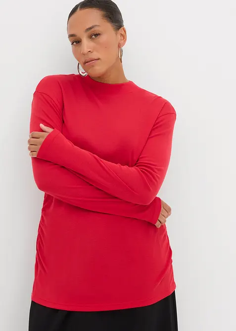 Žebrované tričko s nařasením, bonprix