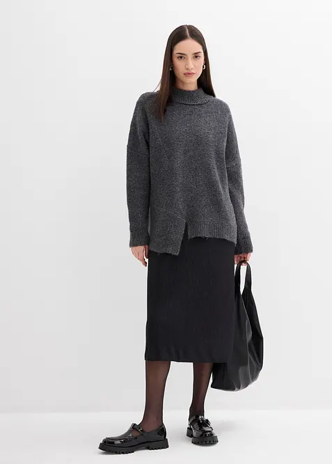 Svetr s asymetrickým spodním lemem a s podílem vlny, bonprix