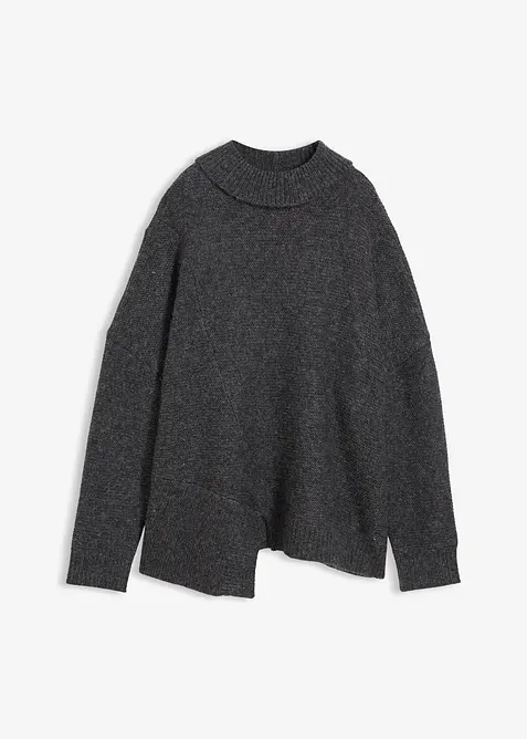 Svetr s asymetrickým spodním lemem a s podílem vlny, bonprix