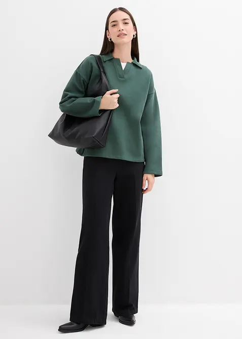 Mikina s pleteným límcem pólo, z organické bavlny, bonprix